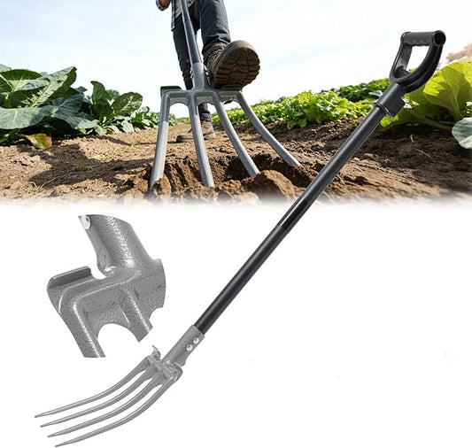 Gardening Pitchfork, 4-Tine Garden Fork 47” Heavy Duty Digging Manure Forks for Mulch Spreading Loosening Hay Potato Digging Composting Transplanting Aeration Farm Garden