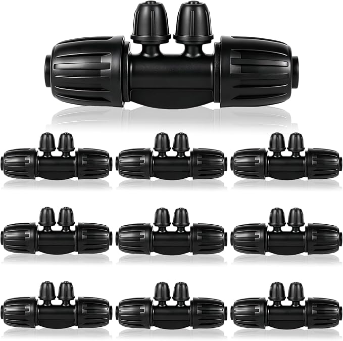 1/2 Inch to 1/4 Inch Tubing Irrigation Fittings for (1/2'' ID x 0.60''-0.63'' OD) 16mm Drip Tubing,Locked Barbed Tee Connectors (10 Pcs Barbed Tee 4-Way)