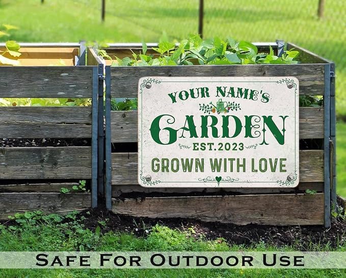 Personalized Metal Signs with Name Made in USA Custom Vintage Garden Sign Waterproof Vintage Decorative Metal Print for Wall Decor Customized Home Garden Ideas Gifts Artwork Prints for Yard Ourdoor