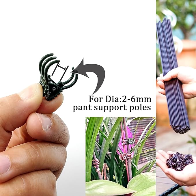 RONYOUNG 200PCS Plant Clips, Orchid Clips Plant Orchid Support Clips Flower and Vine Clips for Supporting Stems Vines Grow Upright Dark Green