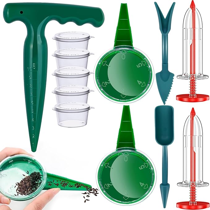 Seed Spreader 12PCS Sowing Seeds Dispenser Set Mini Seed Dispenser for Small Seeds Handheld Seed Planter Tool Seed Dibber Multifunctional Seed Spacer Gardening Tools
