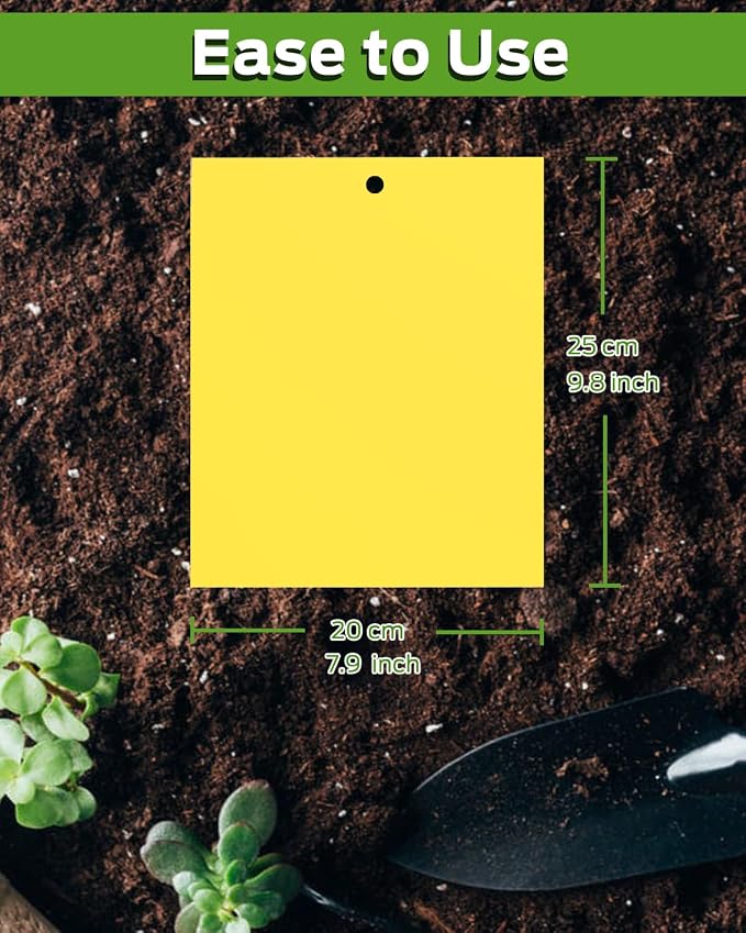 Plant Bug Sticky Traps Indoor/Outdoor -25 PCS + Gardening Gloves for Women -Yellow Sticky Gnat Traps for Indoor Plants, Fruit Fly Traps for Kitchen -Plant Lover Gift, Non-Toxic