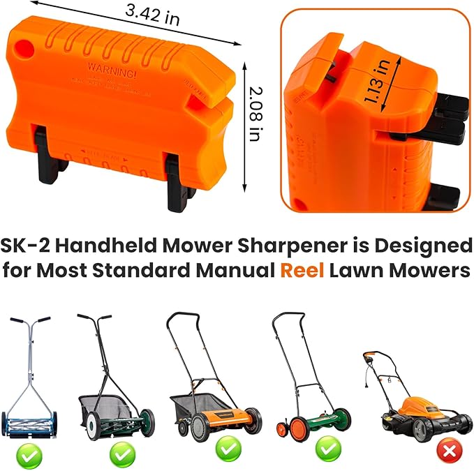 Reel Lawn Mower Blade Sharpener for Manual Push Reel Lawn Mower,Hand Reel Mower Sharpener，SK-2 Standard Lawn Mower Sharpening Kit for Home Garden Lawn Care