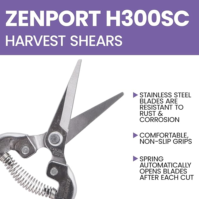 Zenport H300SC Harvest Shear, Long Curved Stainless Steel Blade