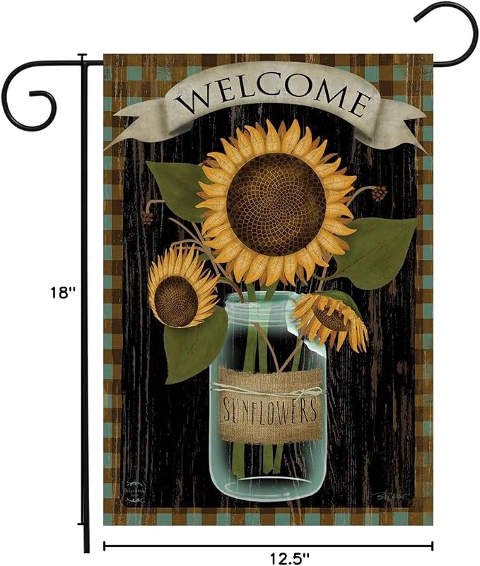 Sunflower Jar Spring Garden Flag 18" x 12.5" Briarwood Lane