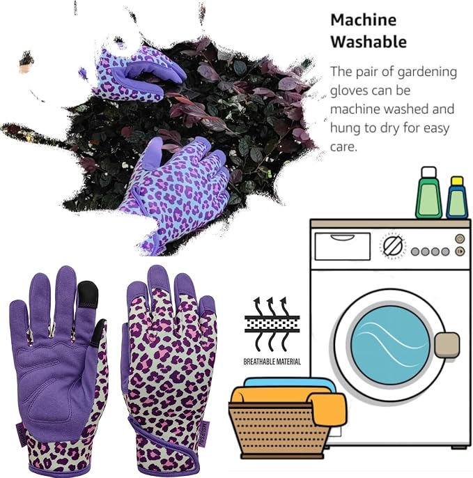 Gardening Gloves,Women Yard Work Garden Glove,Gifts | Thorn Proof,Puncture Resistant,Touchscreen,Gift,Leather,Spandex