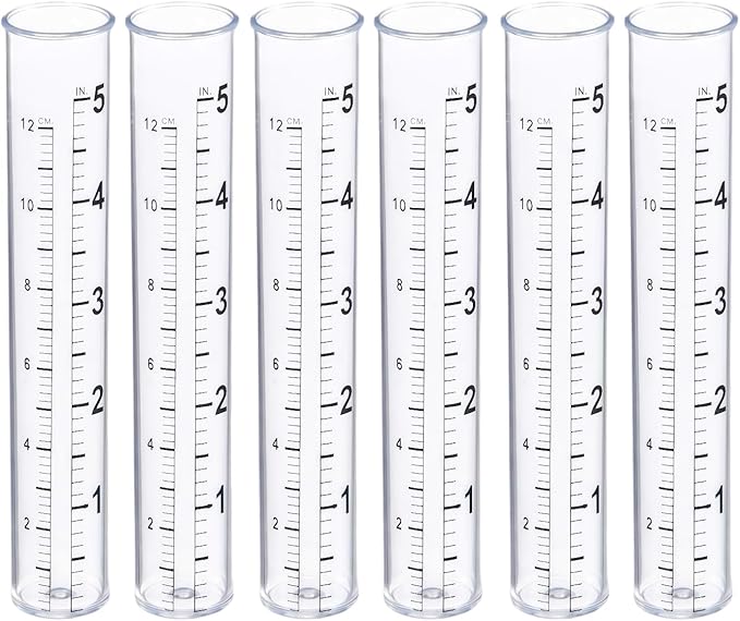 erioctry 6 Pcs 5" Plastic Rain Gauge Replacement Tubes Inner Measuring Tube for Outdoor Yard Garden