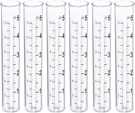 erioctry 6 Pcs 5" Plastic Rain Gauge Replacement Tubes Inner Measuring Tube for Outdoor Yard Garden
