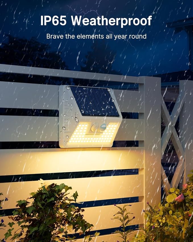 vighep 12Pack White Solar Lights Outdoor Motion Sensor, 3000K Warm Light/3 Lighting Modes, IP65 Waterproof Solar Powered Wall Lights Outside for Garden Fence Backyard Deck Driveway