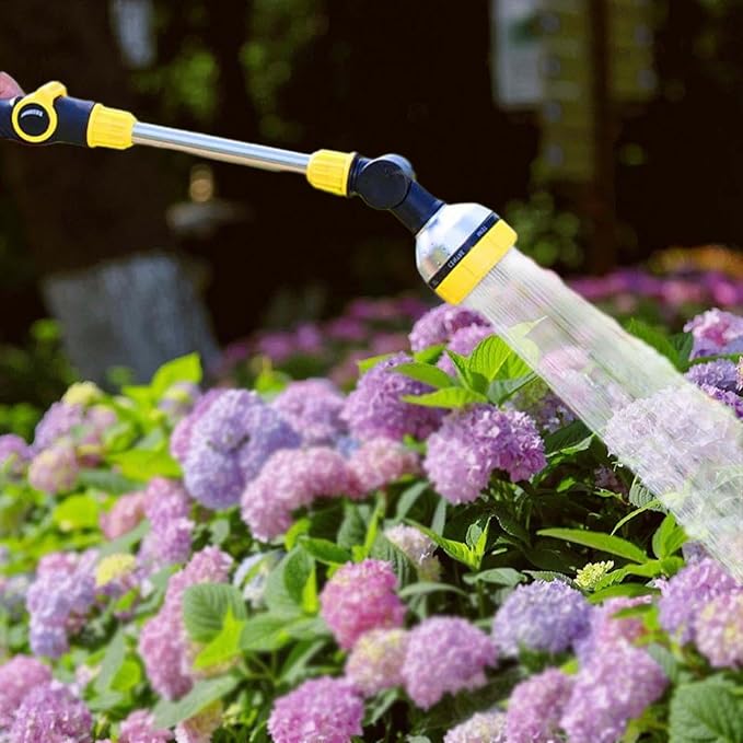 Watering Wand Plant Watering Wand Garden Hose Sprayer Wand Water Hose Long Hose Nozzle Sprayer Adjustable 8 Patterns Ergonomic Rubber Grip Suitable Fo, Yellow