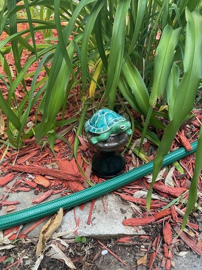 OKaucheeky Decorative Heavy-Duty Steel Rolling Hose Guide Turtle, 100% Handcrafted, Made in the USA by a Women-Owned Small Business, Each is One-of-A-Kind Hand-Painted