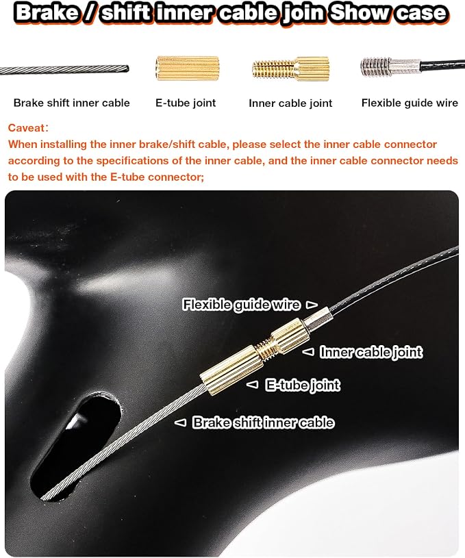 Internal Cable Routing Kit for Bike Frame, Magnetic Flexible Cable Guide Tool for Brake, Shift, and Di2 Lines (Orange)