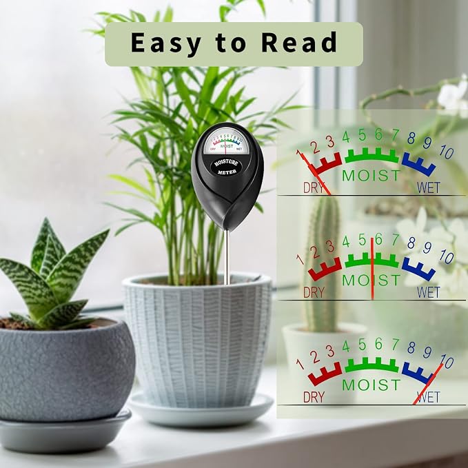 Extended Long Probe Soil Moisture Meter, 2 Pack Plant Water Meter Soil Meter Moisture Sensor Hygrometer for Indoor Outdoor Plant Care,No Battery Needed(Green + Black)