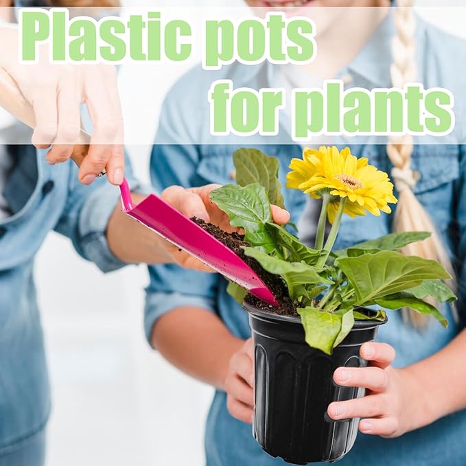 Jgalnim 60 Pack 1 Gallon Nursery Plant Pots,Thickened Flexible Plastic Seedling Pot with Holes,Flower Plant Container for Succulents,Cuttings,Transplanting,Home Garden(Black)