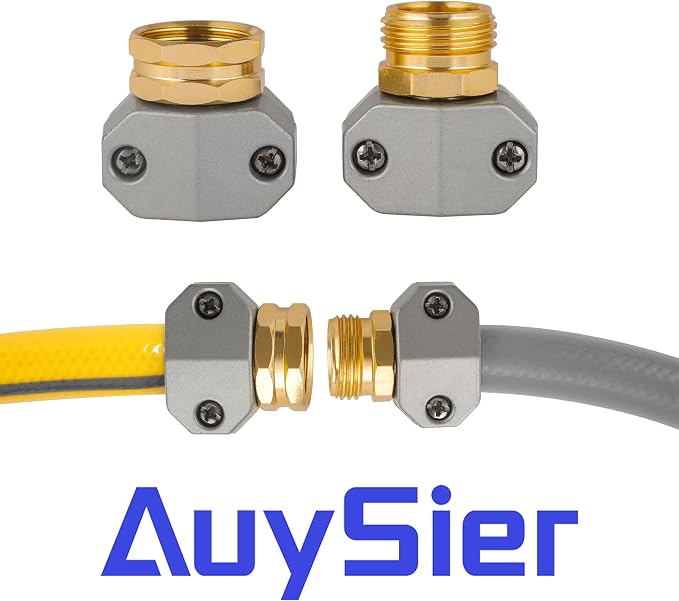Garden Hose Repair Kits, 2 Sets Aluminum Alloy Water Hose Connector, Fit 3/4" and 5/8" Garden Hose, Male and Female Hose End Repair Fittings Replacement, Hose Mender Kit