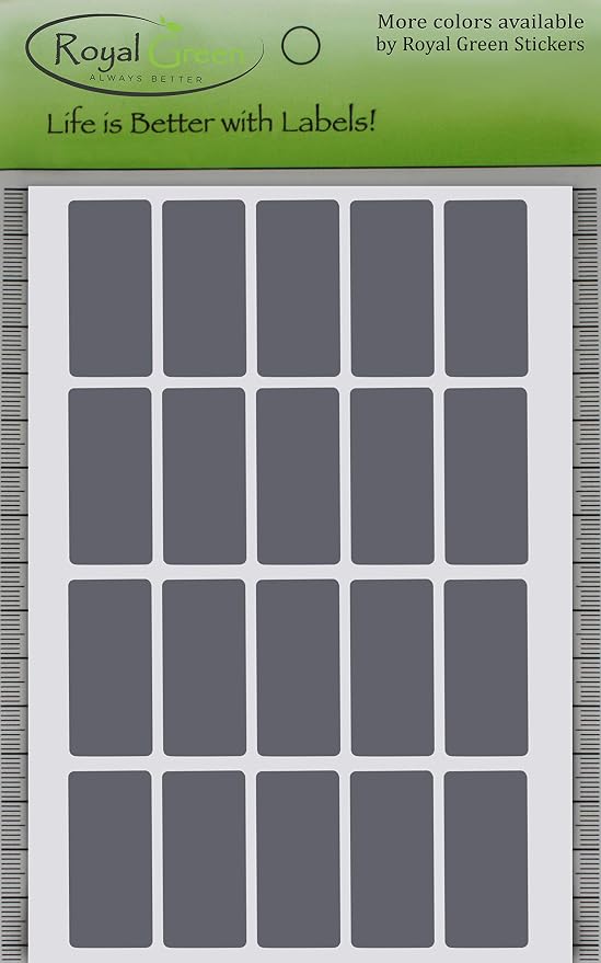 Royal Green Permanent Adhesive Sticker Label Rectangles in Grey 1.57 inch x 0.75 inch (40mm x 19mm) - 2000 Pack