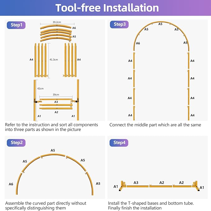 Hemmotop 7.2FT Arch Backdrop Stand for Party, Ceremony, Metal Arch Frame with Ground Stakes, Gold Photo Back Drop Stand for Bridal Shower, Birthday, Photo Booth, Garden Decoration, Baby Shower