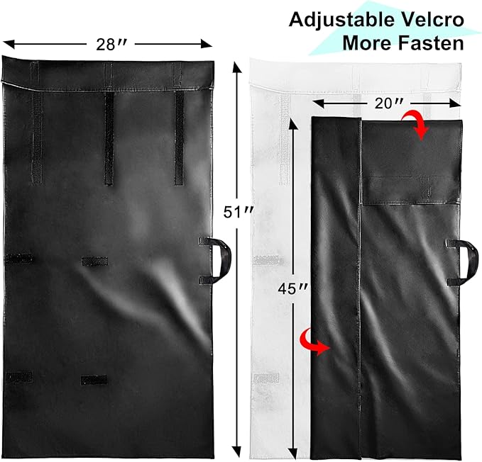 Table Leaf Storage Bag Padded 2 Pack, Waterproof Heavy Duty Dining Table Leaf Bag with Adjustable Closure, 51x 28in Extra Thick Flannel Backing Table Leaf Cover, Fit 48x24in Leaves, Black