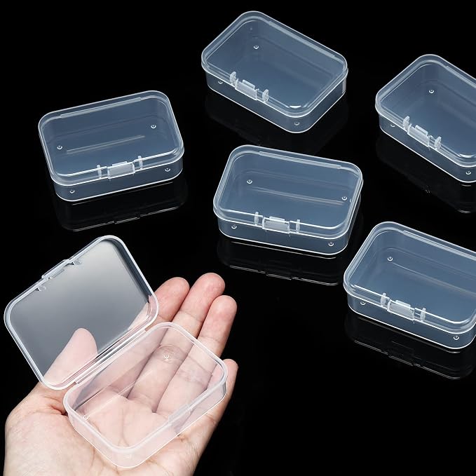 SATINIOR 24 Packs Small Clear Plastic Beads Storage Containers Box with Hinged Lid for Storage of Small Items, Crafts, Jewelry, Hardware(2.5 x 1.7 x 0.8 Inches)