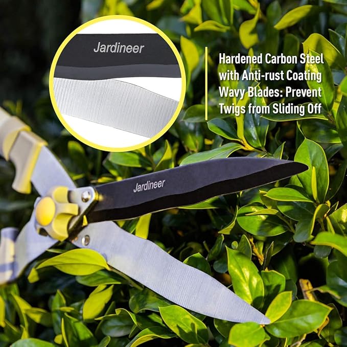 Jardineer 2Pack Hedge Shears & Pruners Set, 23.6'' Hedge Clippers for Trimming Bushes, Thick Branches, Borders, Handhled Shrub Trimmer with High Carbon Steel Wavy-Blade and Ergonomic TPR Grip