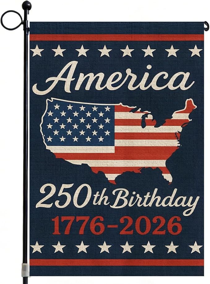 USA 250th Anniversary Garden Flag 12x18 Double-Sided, Patriotic Outdoor Yard Decor 1776-2026 for 4th of July Independence Day, Summer Outside Porch Decorations