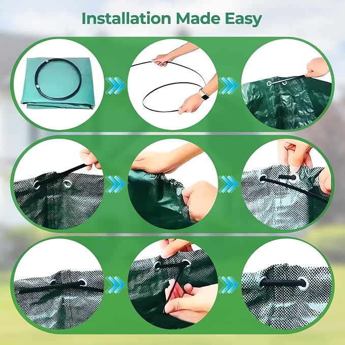 3-Pack 72 Gallon Reusable Yard Waste Bags with Plastic Ring, Extra Large Leaf Bags for Lawn Debris, Grass Clippings, Camping Trash Bin, Heavy Duty Collapsible Garden Bins with 4 Handles