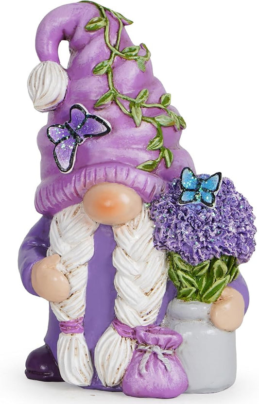 Hodao Lavender Dream Gnome - Purple Fragrance Wonderland Journey Spring Swedish Tomte Elf Dwarf Figurines Summer Gnome Indoor Home Decor Gift (Lavender Gnome 2)