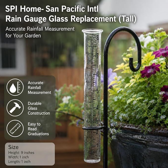 SPI Home- San Pacific Intl Rain Gauge Glass Replacement (Tall)