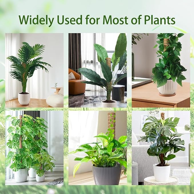 Moss Pole Monstera Plant Support: 4 Pack 16 inch Stackable Coco Coir Moss Totem Stake Tall Plants Rod Stand Grow Stick Moss Holder for House Live Plant,Indoor Climbing Potted,Vine,Pothos,Philodendron