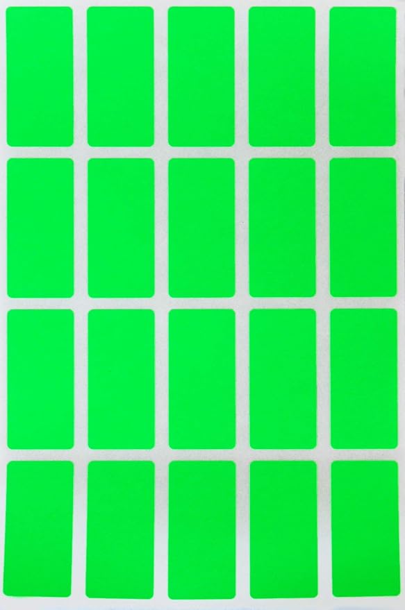 Royal Green Neon Green Rectangular Color Sticker 1.57inch x 0.75 inch - Color Code Labels Rectangle (40mm x 19mm) 100 Pack