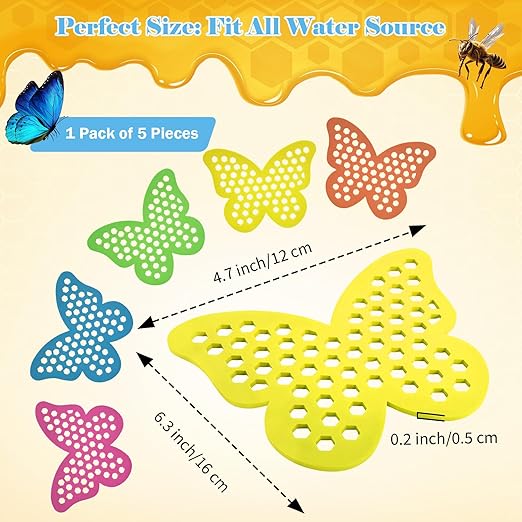 Floating Bee Island Watering Station - 5 Pack, Bee-Friendly EVA Foam, No Sinking, Drowning-Proof, Fade-Proof, Pre-Cut, Birdbath, Pools & Garden Hydration Solution for Pollinators (Butterfly)