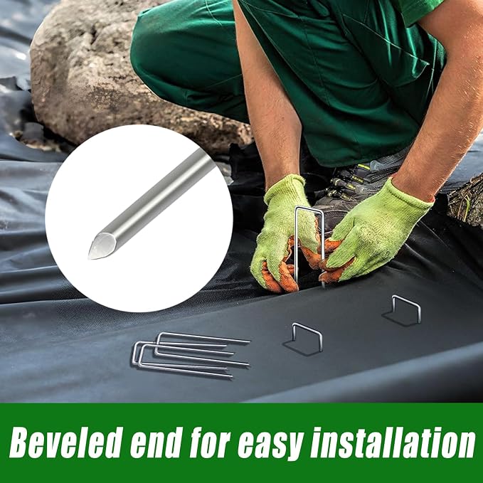 500 Pack Landscape Staples 4 Inch Garden Stakes Galvanized Garden Staples Pins Anti-Rust Ground Stakes for Weed Barrier, Irrigation Tubing, Landscaping Fabric, Yard Lawn