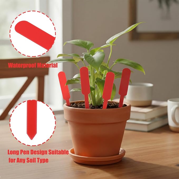 Novabright 500 Pcs Plastic Plant Labels 5 Inch Plant Name Tags for Seedlings Garden Waterproof Plants Markers Nursery Plastic Planting Tags Seed Label for Outdoor Garden Label Pot Stakes(Red)
