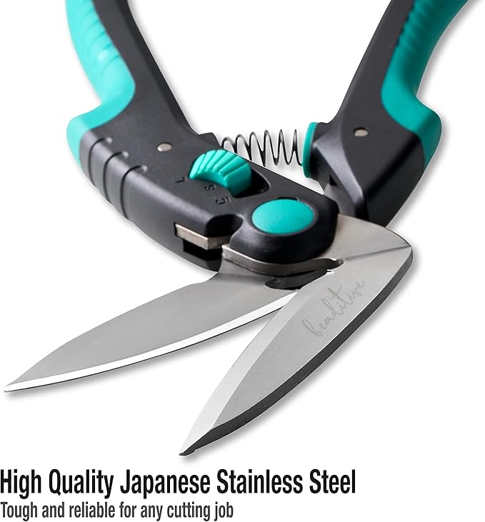 Beaditive Heavy Duty Multipurpose Angled Craft Scissors 10" - Japanese Stainless Steel, Serrated Blade - Industrial Shears for Thick Fabrics, Leather, Cardboard, Carpets, Artificial Grass