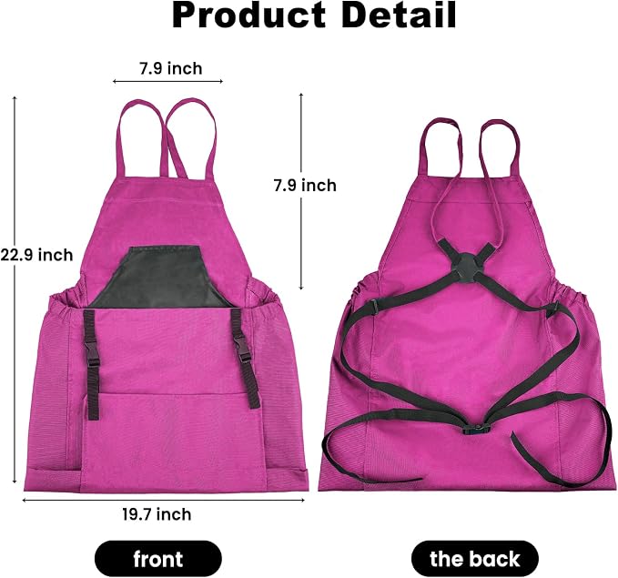 Gardening Apron, Garden Apron with Quick Release Pockets,Water Resistant Oxford with Adjustment Cross Strap,Farm Work