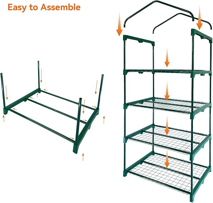 Mini Greenhouse for Outdoor Indoor,4 Tier Small Portable Green Houses with Improved PE Cover,Roll-up Zipper Warm House,Grow House for Seedling and Plant Growing (64x27x20inch),Green