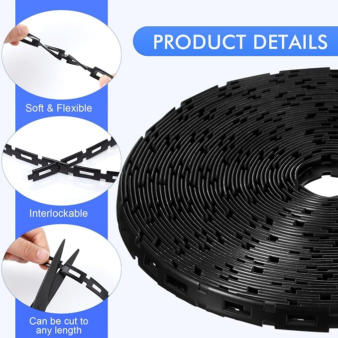 Wesiti 100 ft Plastic Chain Lock Tree Tie 1/2 Inch Wide Adjustable Tree Support Straps Plant String Swing Strap Flexible Reusable Ties for Staking for Garden Accessories