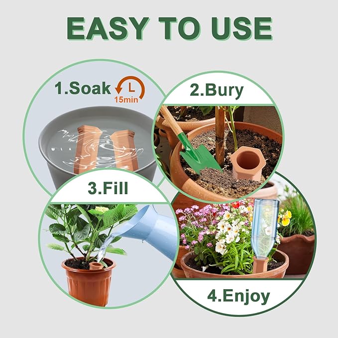 Terracotta Plant Watering Spikes, Self-Watering Stakes for Wine Bottles, Porous Clay, Reusable (20, Red A)