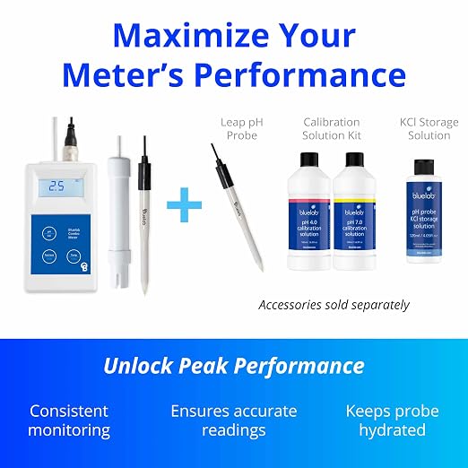 Bluelab METCOMPLUS Combo Meter Plus for pH, Temperature, and Conductivity in Water and Soil with Easy Calibration, Digital Nutrient (TDS/PPM) Testing Kit for Hydroponic System & Growing Indoor Plants