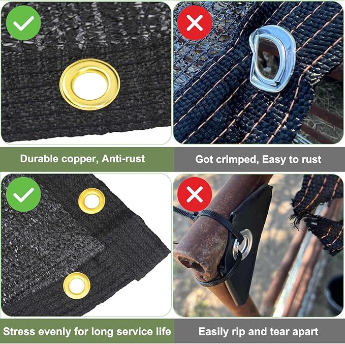 Mklsit Shade Cloth for Garden, 70% 6.5 x 10 FT Black Mesh Tarp with Reinforced Grommets, Sun Shade Net Greenhouse Shade Cloth for Plants Cover, Vegetables, Patio, Chicken Coop Sunshade