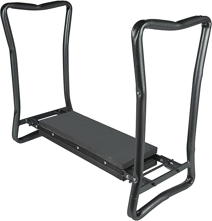 Yard Butler Garden Kneeler & Seat - Foldable Gardening Chair for Support - Heavy Duty Steel Gardening Stool - Foam Padded Kneeling Bench - Lightweight & Durable - 24" x 19" x 10" - Silver & Black
