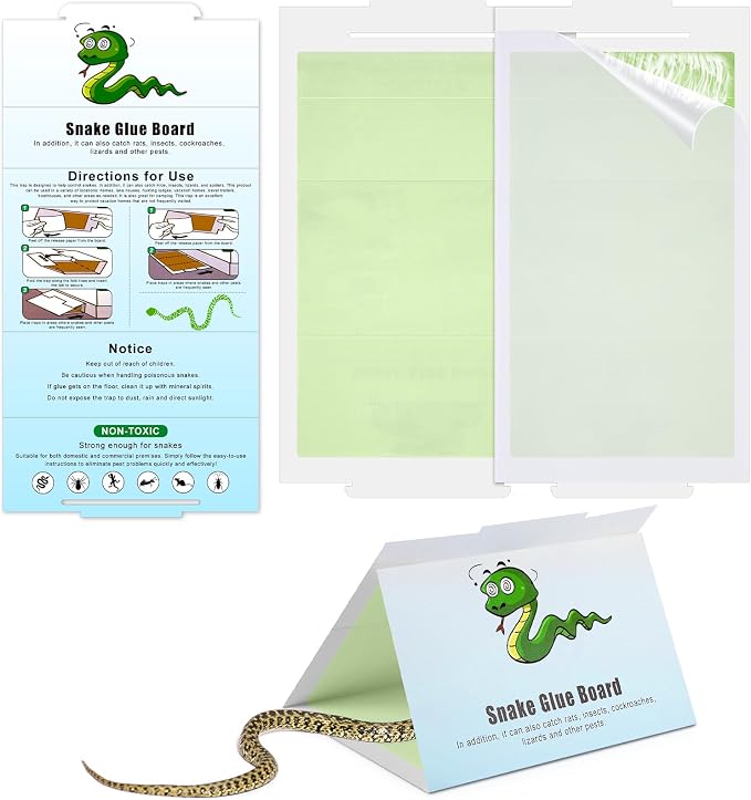 Qualirey 2 Pack Snake Glue Trap, 28 x 14 Upgraded High Contrast Green Glue Snake Sticky Boards for Inside Outside, Pre Scented Non Toxic Adhesive Traps with Enhanced Stickiness for Mouse Rat Lizard