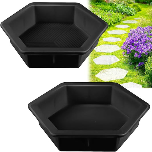 2 Size Hexagon Stepping Stone Mold, 9" /11.4" Reusable Cement Molds for Concrete, Plastic Concrete Molds for Walkways, Pavement and Garden, Paver Mold for Concrete