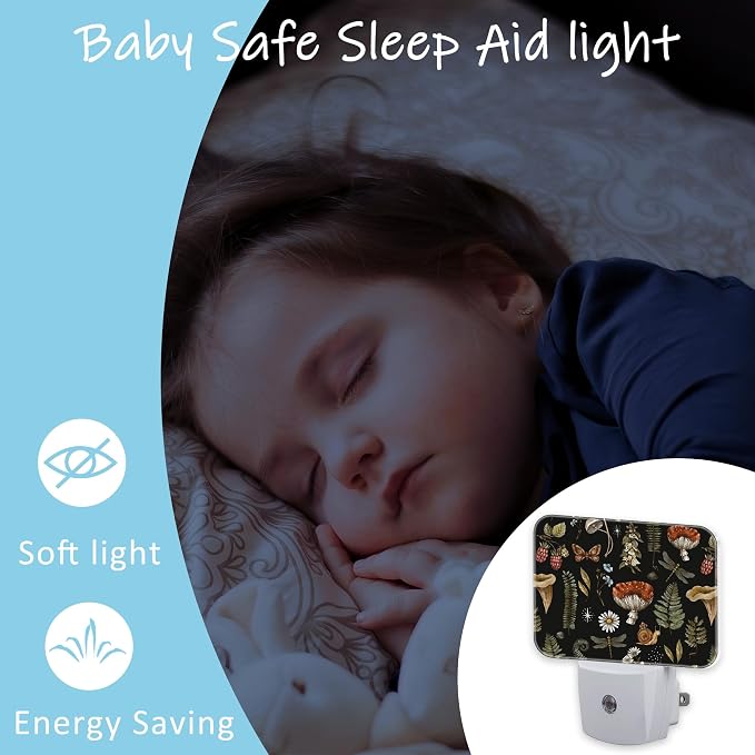 Night Light Forest Plants Witchcraft Plug-in Wall LED Night Lamp with Dusk-to-Dawn Smart Sensor Lamp for Adult Bedroom Living Room Hallway Kitchen