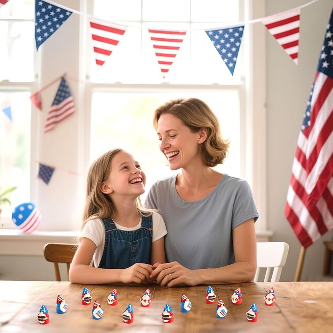 Mini 4th of July Gnomes Figurines, 20 Pack Patriotic Red White Blue Resin Ornaments Tiny Gnomes Table Centerpieces Decorations for Independence Veterans Memorial Day Decor Party Favors