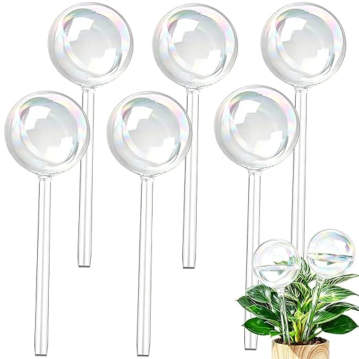 Plant Self Watering Device, Large Glass Plant Watering Globe, Self Watering Planter Insert for Indoor Outdoor Pot Plant, Home Garden Patio Hanging Plant Waterer, Auto Irrigation Dripper for Houseplant