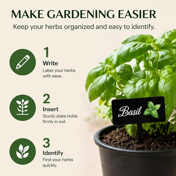 12pc Herb Garden Signs - 12 Styles Plant Labels with Names for Vegetables, Indoor/Outdoor Garden Decoration