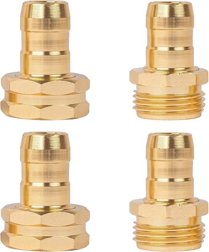 Hourleey Garden Hose Repair Connector with Clamps, Fit for 3/4" or 5/8" Garden Hose Fitting, Male and Female Hose Adapter Water Hose Repair Kit, 3 Set