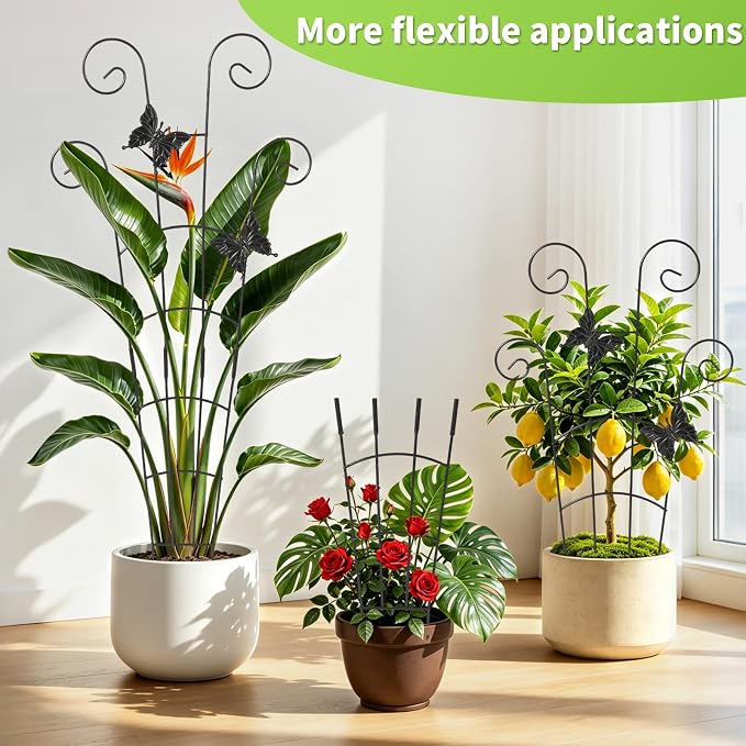 2 Pack 30 Inch Metal Plant Trellis for Indoor Outdoor Climbing Plants, Easy Assembly with Adjustable Height, Unique Design for Monstera Pothos Hoya, Small Garden Trellis for Pots