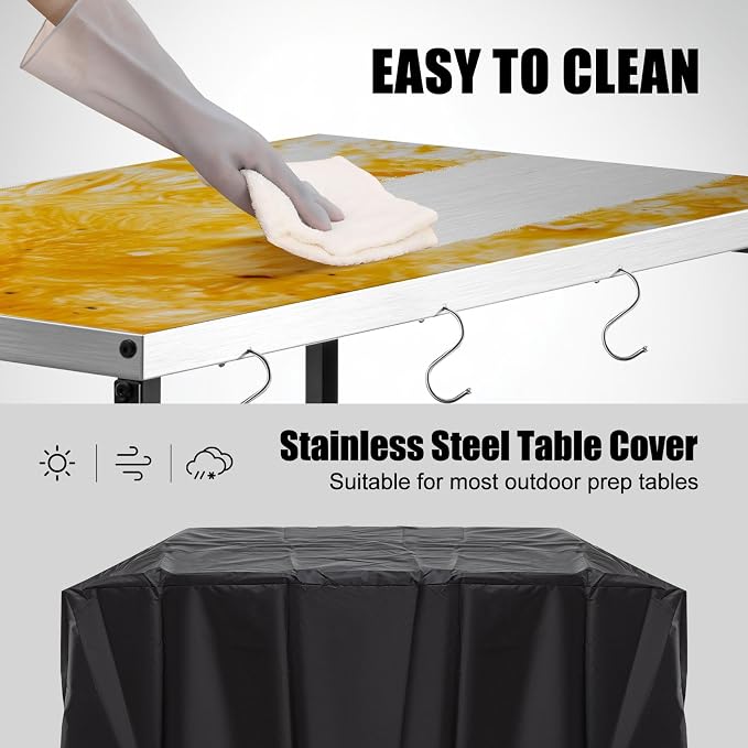 Outdoor Pizza Oven Table, Outdoor Grill Table with Waterproof Cover, Movable Dining Cart Tables with Wheels, Kitchen Cooking Prep Tables BBQ Cart for Home Party, Bar,Camping
